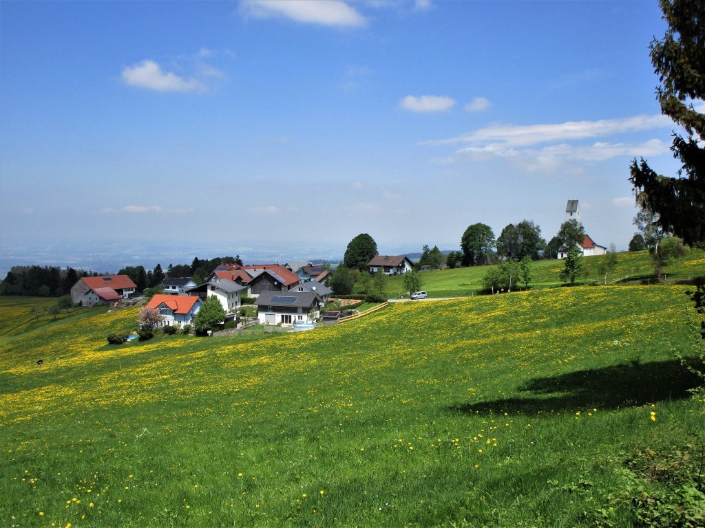 Nach einer längeren Waldpassage die liebliche Landschaft in Möggers